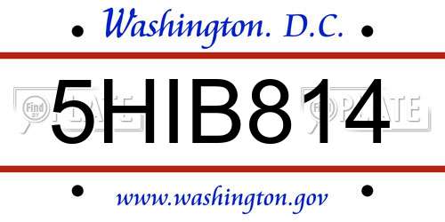 5HIB814 District Of Columbia License Plate