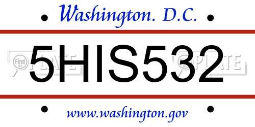 5HIS532 District Of Columbia License Plate