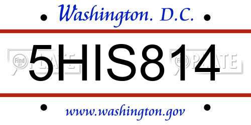 5HIS814 District Of Columbia License Plate