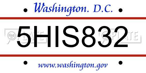 5HIS832 District Of Columbia License Plate