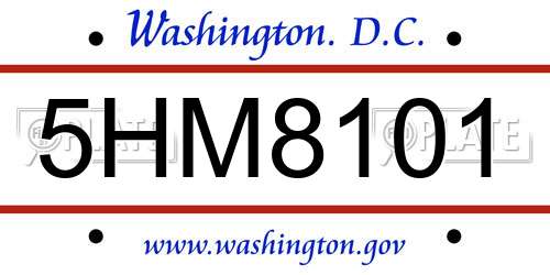 5HM8101 District Of Columbia License Plate