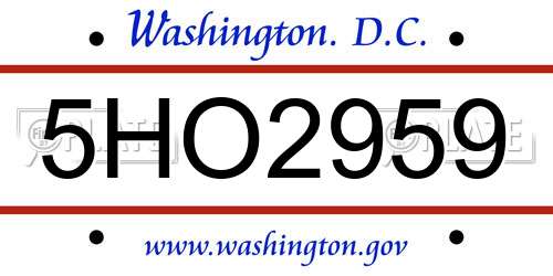 5HO2959 District Of Columbia License Plate