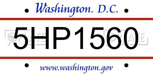 5HP1560 District Of Columbia License Plate