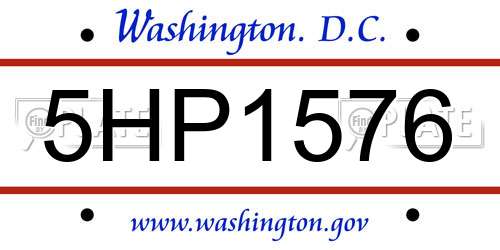 5HP1576 District Of Columbia License Plate