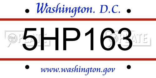 5HP163 District Of Columbia License Plate