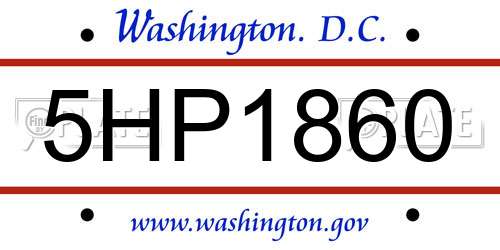 5HP1860 District Of Columbia License Plate