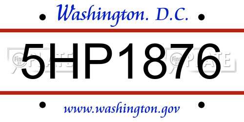 5HP1876 District Of Columbia License Plate