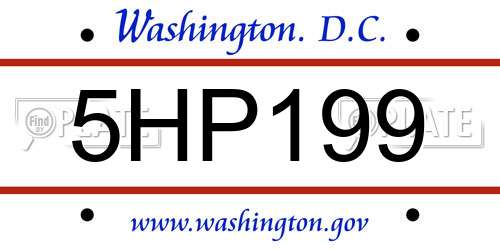 5HP199 District Of Columbia License Plate