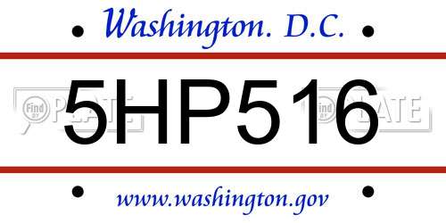 5HP516 District Of Columbia License Plate