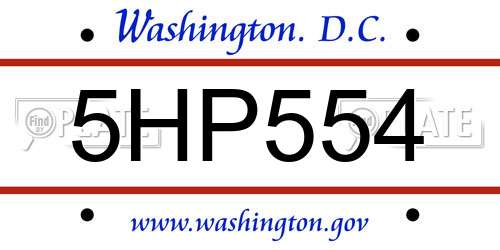 5HP554 District Of Columbia License Plate