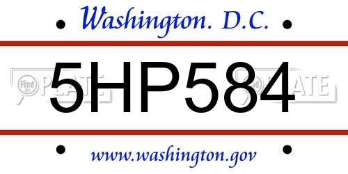 5HP584 District Of Columbia License Plate