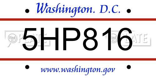 5HP816 District Of Columbia License Plate