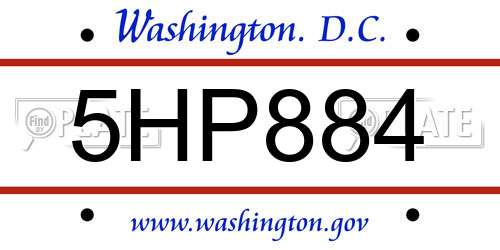 5HP884 District Of Columbia License Plate