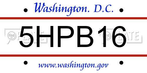 5HPB16 District Of Columbia License Plate