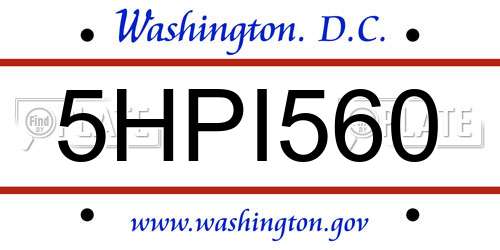 5HPI560 District Of Columbia License Plate