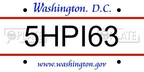 5HPI63 District Of Columbia License Plate