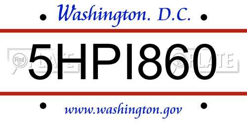 5HPI860 District Of Columbia License Plate