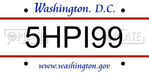 5HPI99 District Of Columbia License Plate