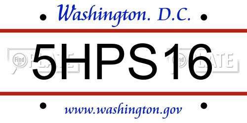 5HPS16 District Of Columbia License Plate