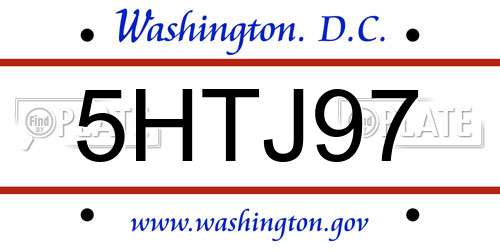 5HTJ97 District Of Columbia License Plate