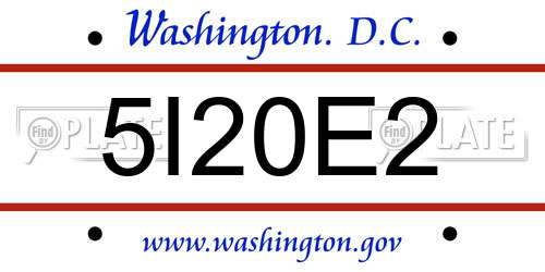 5I20E2 District Of Columbia License Plate