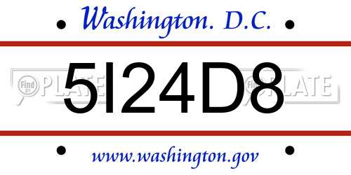 5I24D8 District Of Columbia License Plate