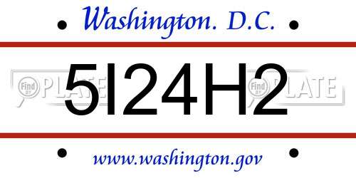 5I24H2 District Of Columbia License Plate
