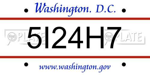 5I24H7 District Of Columbia License Plate