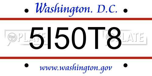 5I50T8 District Of Columbia License Plate