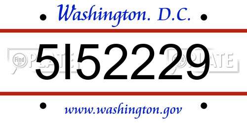 5I52229 District Of Columbia License Plate