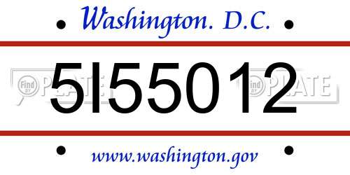 5I55012 District Of Columbia License Plate