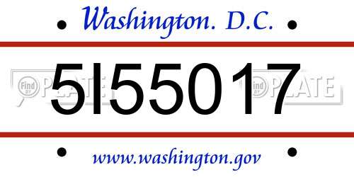 5I55017 District Of Columbia License Plate