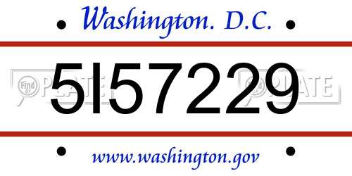 5I57229 District Of Columbia License Plate