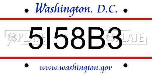 5I58B3 District Of Columbia License Plate