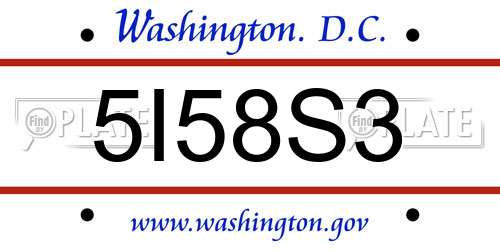 5I58S3 District Of Columbia License Plate
