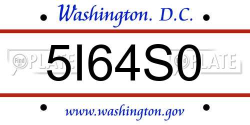 5I64S0 District Of Columbia License Plate
