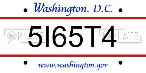5I65T4 District Of Columbia License Plate