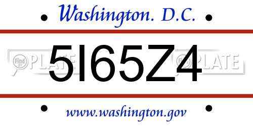 5I65Z4 District Of Columbia License Plate