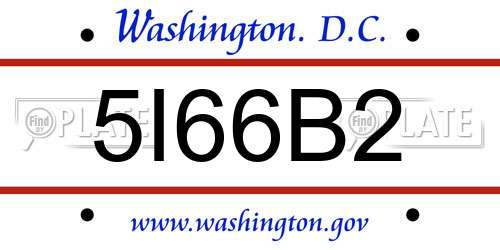 5I66B2 District Of Columbia License Plate