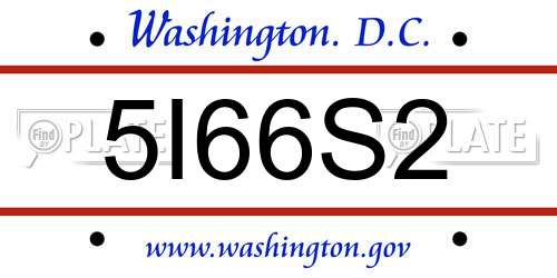 5I66S2 District Of Columbia License Plate