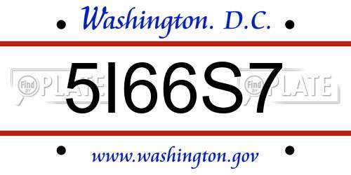 5I66S7 District Of Columbia License Plate