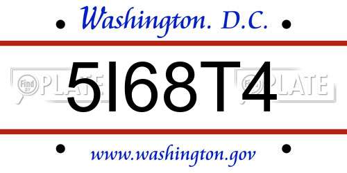 5I68T4 District Of Columbia License Plate