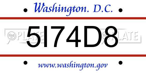 5I74D8 District Of Columbia License Plate