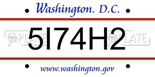 5I74H2 District Of Columbia License Plate