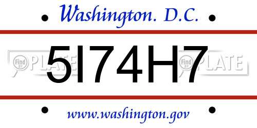 5I74H7 District Of Columbia License Plate