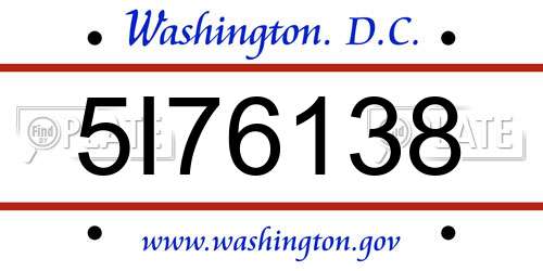 5I76138 District Of Columbia License Plate