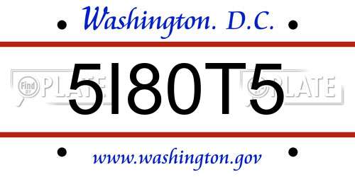 5I80T5 District Of Columbia License Plate