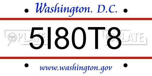 5I80T8 District Of Columbia License Plate