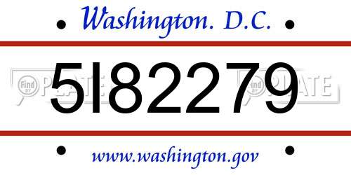 5I82279 District Of Columbia License Plate