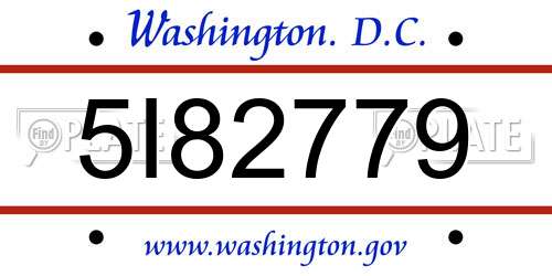5I82779 District Of Columbia License Plate